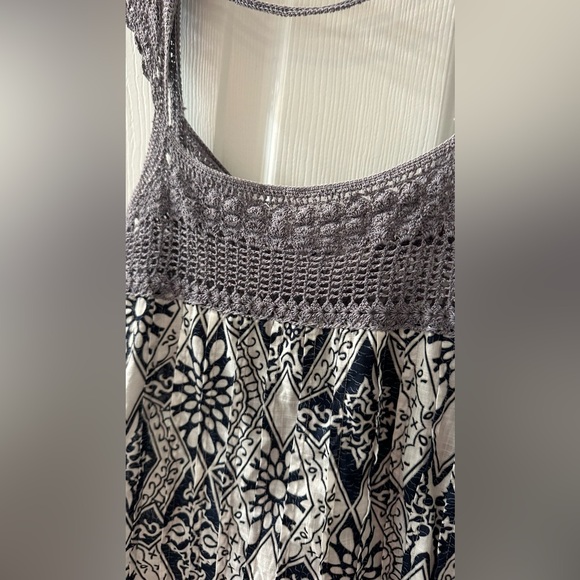 Free People Coastline Crochet Yoke Babydoll Dress Size 4 Gray Navy blue - Picture 6 of 13